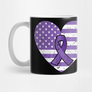 America Flag Heart Alzheimer Awareness  Family Gift Mug